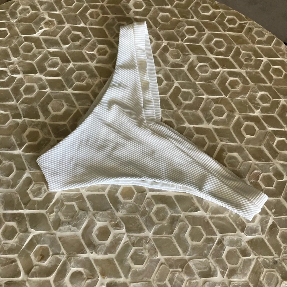 Frankies Bikinis white Enzo Ribbed Bikini Bottoms